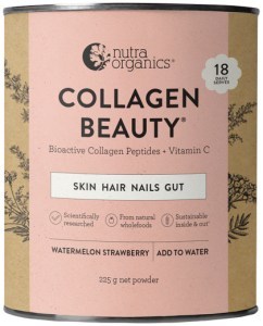 NUTRA ORGANICS Collagen Beauty Bioactive Collagen Peptides + Vitamin C Watermelon Strawberry 225g