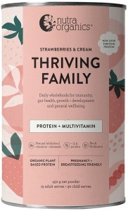NUTRA ORGANICS Organic Thriving Family Protein (Protein + Multivitamin) Strawberries & Cream 450g