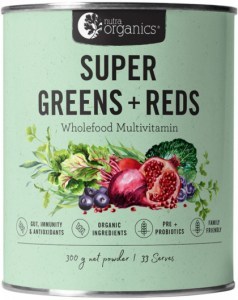 NUTRA ORGANICS Super Greens + Reds (Wholefood Multivitamin) Powder 300g