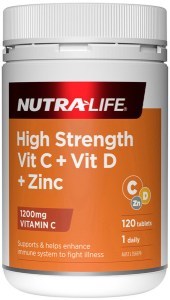 NUTRALIFE High Strength Vit C + Vit D + Zinc 120t