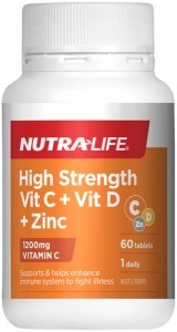 NUTRALIFE High Strength Vit C + Vit D + Zinc 60t