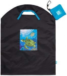 ONYA Reusable Shopping Bag Black Sea Turtle Large