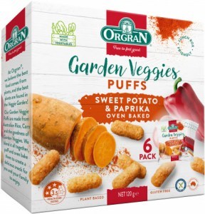 Orgran Garden Veggie Puffs Multipack Sweet Potato & Paprika G/F (6x20g) 120g