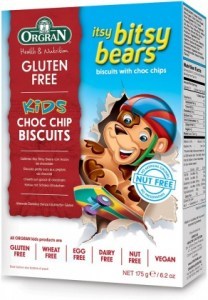 Orgran Kids Itsy Bitsy Bears Choc Chip Biscuits  175g