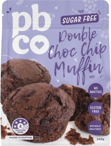 PBco Double Choc Chip Muffin Mix 94% Sugar Free 340g