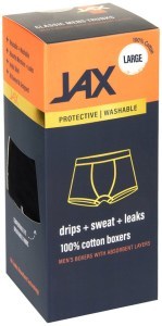 PELVI JAX Men's Leakproof Underwear Boxer Trunk Black L