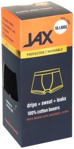 PELVI JAX Men's Leakproof Underwear Boxer Trunk Black XXL