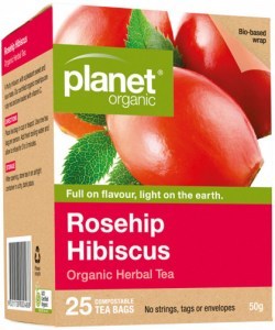 PLANET ORGANIC Organic Rosehip Hibiscus Herbal Tea 25 Tea Bags