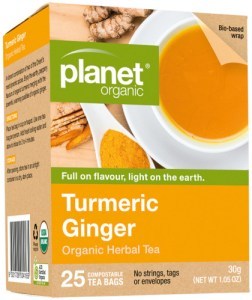 PLANET ORGANIC Organic Herbal Tea Turmeric Ginger x 25 Tea Bags