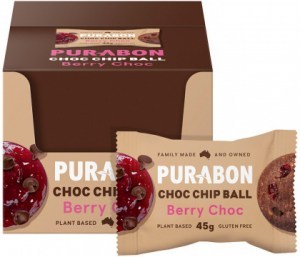 PURABON Choc Chip Balls Berry Choc Chip 45g x 12 Display