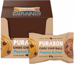 PURABON Choc Chip Balls Peanut Butter 45g x 12 Display