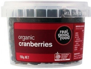 Real Good Foods Organic Cranberries Dried 150g
