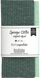 Retrokitchen 100% Compostable Sponge Cloth Organic Dyed Forest 2pk