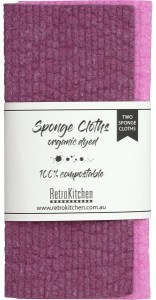 Retrokitchen 100% Compostable Sponge Cloth Organic Dyed Plum 2pk