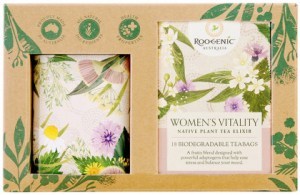 ROOGENIC AUSTRALIA Gift Box Women's Vitality (Native Plant Tea Elixir) x 18 Tea Bags with Womens Tin
