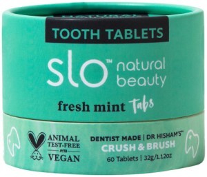 SLO NATURAL BEAUTY Tooth Tablets (Crush & Brush) Fresh Mint Tabs 60t