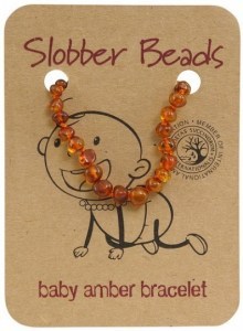 Slobber Beads Baltic Amber Baby Teething Bracelet Cognac Round