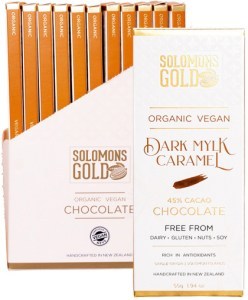 SOLOMONS GOLD Organic Vegan Dark Mylk Caramel Chocolate (45% Cacao) 55g x 12 Display