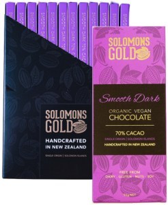 SOLOMONS GOLD Organic Vegan Smooth Dark Chocolate (70% Cacao) 55g x 12 Display