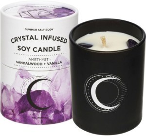 Summer Salt Body Crystal Infused Soy Candle Amethyst Sandalwood Vanilla  