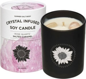 Summer Salt Body Crystal Infused Soy Candle Rose Quartz Salted Caramel  