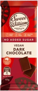 Sweet William No Added Sugar Vegan Dark Chocolate 100g