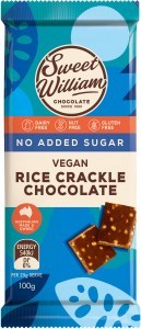 Sweet William Chocolate with Rice Crackle (Stevia sweetened) 100g