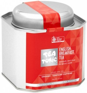 TEA TONIC Organic English Breakfast Tea Caddy Tin 180g