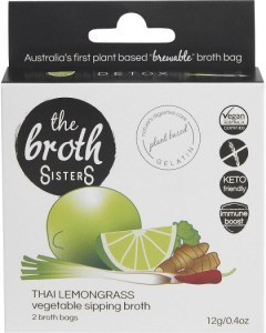 The Broth Sisters Vegetable Sipping Broth Bags Thai Lemongrass 2pk