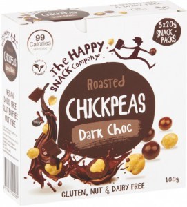 The Happy Snack Company Chickpeas Dark Chocolate (5x20g) Snack Packs  100g