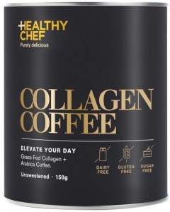 THE HEALTHY CHEF Collagen Coffee (Grass Fed Collagen + Arabica Coffee) Unsweetened 150g