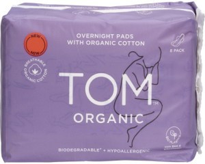 Tom Organic Pads Overnight 6x8pk