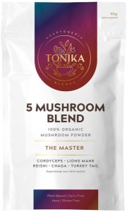 TONIKA 100% Organic Mushroom Powder 5 Mushroom Blend 70g