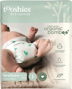 Tooshies Eco Nappies Size 1 Newborn 3-5kg 2 x 52pk