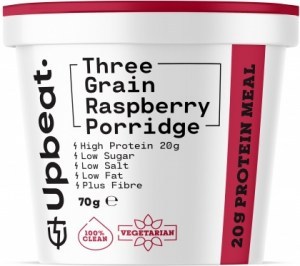 Upbeat Three Grain Raspberry Porridge Protein Ready Meal 70g