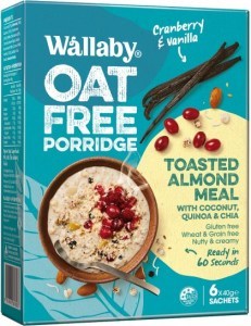 Wallaby Oat Free Porridge Cranberry & Vanilla  6x40g Sachets