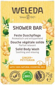 WELEDA Organic Shower Bar (Solid Body Wash) Ginger + Petitgrain 75g