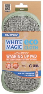 White Magic Eco Cloth Washing Up Pad Olive