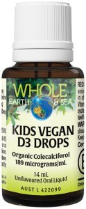 WHOLE EARTH & SEA Kids Vegan D3 Drops Unflavoured Oral Liquid 14ml