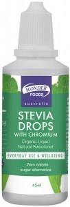 Wonderfoods Organic Stevia Drops + Chromium 45ml