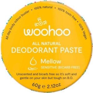 Woohoo Deodorant Paste Tin Mellow Sensitive Bicarb Free 60g