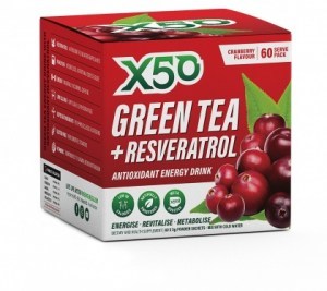 X50 Green Tea + Resveratol Cranberry  60 x 3g Sachets