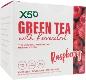 X50 Green Tea + Resveratol Raspberry 60 Sachets
